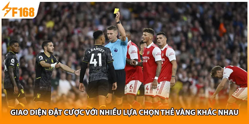 Giao diện đặt cược với nhiều lựa chọn thẻ vàng khác nhau